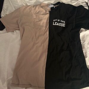 Two-Tone Graphic Tee - Beige and Black